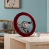 Red suede hand-sewn car steering wheel cover for Teramont Application Scenario
